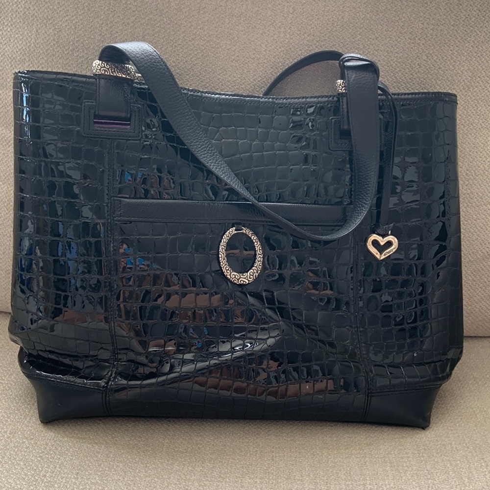 Brighton Black Patent Leather Jetson Go Tote Bag